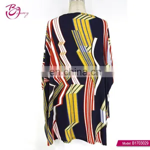 Asymmetric Stripe Cheap Latest Design Ladies Loose Summer Tops thumbnail-2