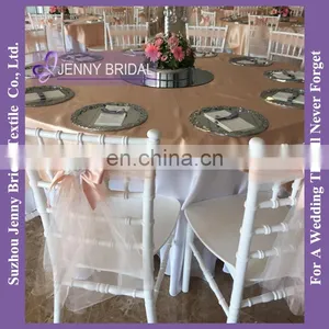 C336A Cheap Organza Blush Chair Sashes Ruffled Chiavari Chair Covers thumbnail-1