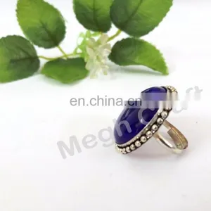 Festival Fashion Ring- Bohemian Green Stones Small Rings - Vintage Navratri Stone Ring -Fashion Big Size Ring thumbnail-1