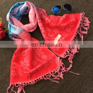 New 100% Cotton Rainbow Sunflower Jacquard Scarves With Tassels thumbnail-6