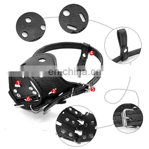 Wholesale Custom Size Durable Anti Barking Brown Adjustable Leather Muzzle Dog thumbnail-3