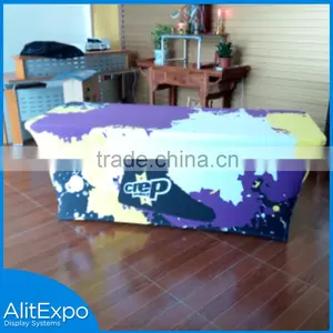 Best Alibabab Manufacturing Smart Design Custom Full Color Printing 6ft 8ft Trade Show Fabric Table Cloth thumbnail-2