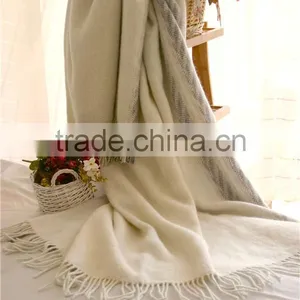 Air Conditioner Wholesale Soft Pure Woven Wool Throw Blanket thumbnail-1