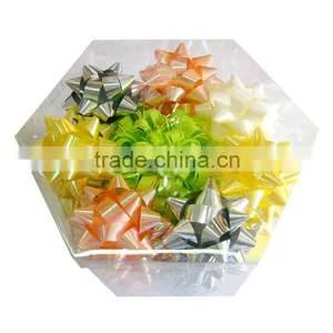 2016 Festive Metalic Star Ribbon Bow,10cm Dia Iridescent Fancy Bow, Gift Wrapping Paper thumbnail-1