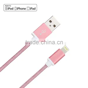 Aluminum Metal Laser Carving Housing MFi Braided Usb Cord Cable for IPhone thumbnail-1