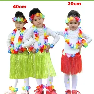 80cm Grass Skirts - Double Layers With Flower Hair Clip for Luau Performances thumbnail-1