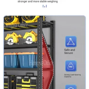 Multi-functional Steel Shelving HN-WB103 for Home Workshop & Basement, 400kg Capacity, Rivet Style Tool Storage, KD Structure for Cost Saving thumbnail-3