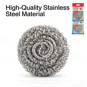 High Quality Single Pack Stainless Steel Scourer Food-grade Material Scrubber Ball for Kitchen Clean thumbnail-2