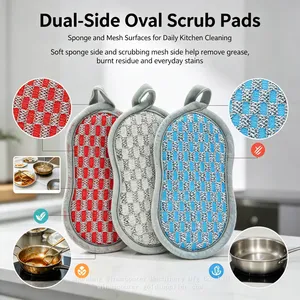 Kitchen Metal Scrub Cleaning Pads Durable Reusable Dish Washing Sponges for Home & Restaurant thumbnail-2
