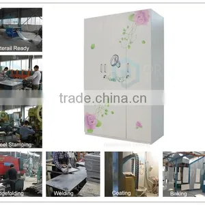 French Bedroom Furniture Set White and Pink Rose Printing Steel Bedroom Furniture Set thumbnail-6