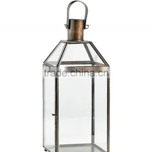 Metal Hurricane Lantern Candle Holder With Clear Glass/ Large Candle Holder Manufacture thumbnail-1
