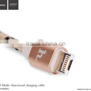 HOCO X3 Multifunctional Charging Cable For Iphone 5s/6/6s/6s Plus and Android Mobile Phone 2in1metal Nylon Weave Cable thumbnail-5
