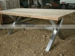 Stainless Steel Dining Table With X-Legs Style thumbnail-1
