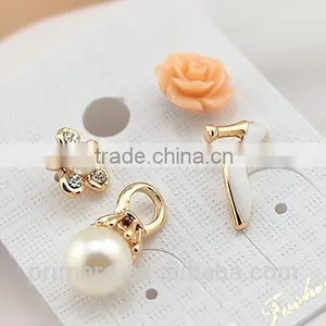 New Sexy Flowers Heels Shoe Asymmetric Earrings Women 18K Gold Plated thumbnail-2