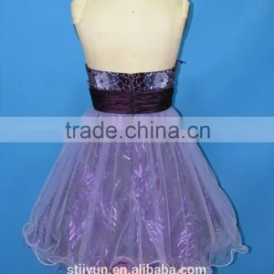 China Homecoming Dresses Purple Short Puffy Evening Dress Wholesale thumbnail-3
