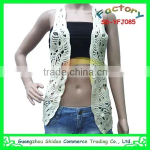Women's Fashion High Quality Short Sleeve Embroidery Floral Lace Crochet Short Blouses thumbnail-6