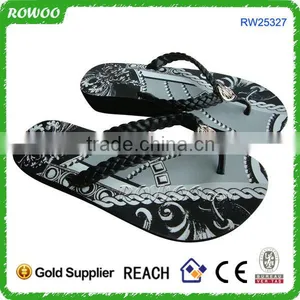 Women's Black EVA Braid T-Strap Sandals thumbnail-3
