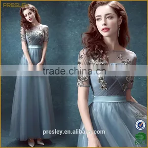 2016 Hot Latest Dress Designs Slim Fit Lace Chiffon Patchwork Dress Women Dresses thumbnail-2