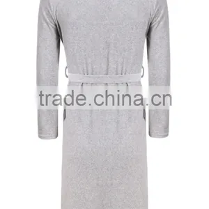 2016 Bathrobe Men Fashion Kimono Collar Bathrobe Long Sleepwear Winter Autumn Nightwear Bathroom Spa Thick Men Robe thumbnail-1