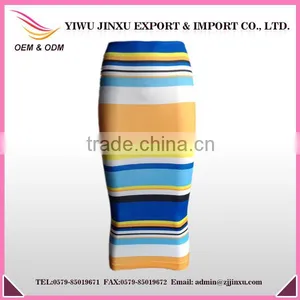 2016 New Design Fashion Indian Women Bust Skirts Stripes Printed Tight High Waist Cheap Muslim Dresses Long Skirts thumbnail-1