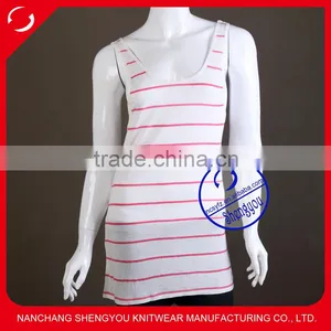 Custom Wholesale 100% Viscose Yarn Dyed Embroiederd Womens Tank Top thumbnail-1