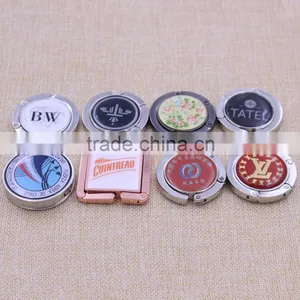 Custom Logo Printed Metal Purse Hanger /Round Bag Hanger With Soft Epoxy thumbnail-6