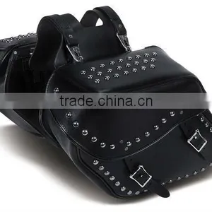Black Motorcycle Leather Saddle Bag thumbnail-1