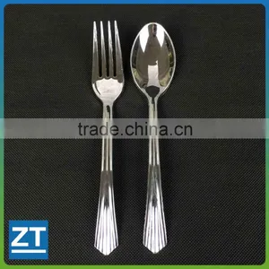 Silver Plastic Silverware, Heavy Duty Looks Like Silver Cutlery Combo thumbnail-1