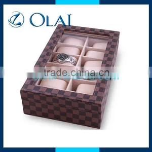 Faux Brown Leather Storage Boxes thumbnail-1