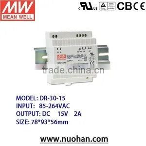 Mean Well DR-30-15 30W 15V DIN Rail Power Supply 30w 15v Industrial Power Supply thumbnail-1