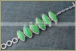 Sterling Silver Green Turquoise Bracelet, Semiprecious Bracelet thumbnail-1