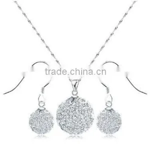 White Crystal Earring And White Ball Wedding Pendant Necklace With Jewelry Sets thumbnail-1