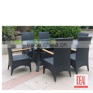 Elegant Classical Outdoor Patio Dinner Chair and Table Furniture Rattan Dining Set thumbnail-1