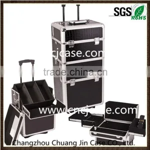 Customized Cheap Professional Silver Aluminum Cosmetic Case With Wheels thumbnail-3