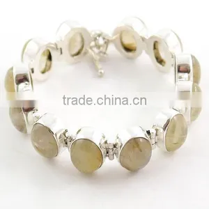 Rutilated Quartz Bracelet 925 Silver Bracelet Wholeslae Semi Precious Gemstone Jewelry thumbnail-2