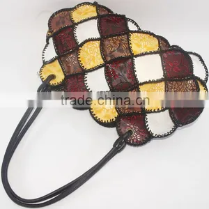 New Fashion Leather Tote Bag Girls Fancy Large Size Beautiful Color Crochet Design thumbnail-2