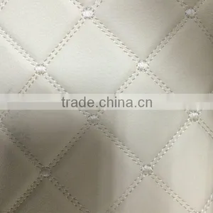 Semi PU Upholstery Leather Supplier Surface With Embroider Design and Metallic Color thumbnail-6