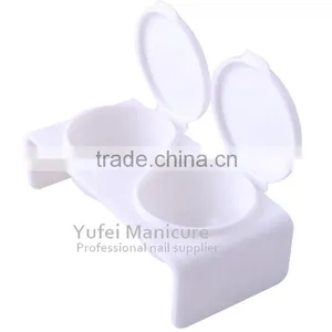 Plastic Nail Tools Empty White Double Nail Dappen Dish thumbnail-1