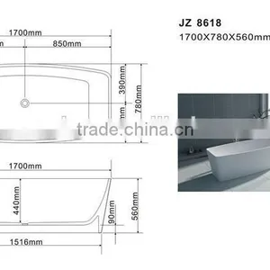 Resin Stone Japanese Soaking Tub Round Bathtub for Bathroom Furniture,freestanding Solid Surface Bathtub thumbnail-5