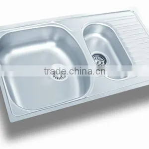 78x44 1,5 Bowl Stainless Steel Kitchen Sink (DE139) thumbnail-1