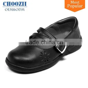 Customized Girls Black Microfiber Leather Students School Shoes With Buckle Strap thumbnail-1