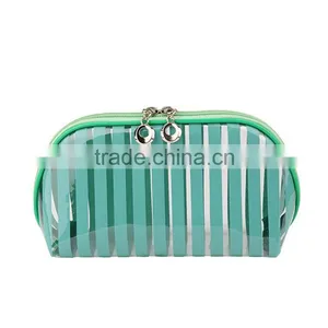 Stripe PVC Transparent Toiletry Bag Portable Travel Cosmetic Bag thumbnail-5