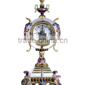 RORO Majestic Demeanor Eagle Enamel Crystal Glass Table Clock Metal Decorative Clock Furniture Matching thumbnail-1