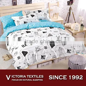 Fantasy Smile Face Fairy Letter Geometric Duvet Cover Black White Bedding Set With White Stars Ocean Sheet thumbnail-1