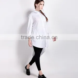 Lady's Loose Casual Long Sleeve Solid White Blouses thumbnail-2