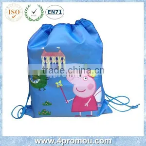 Pig Kid Drawstring Bag for Back to School Blue Color thumbnail-1