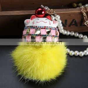 Fortune Cat Fur Bag Charm thumbnail-3