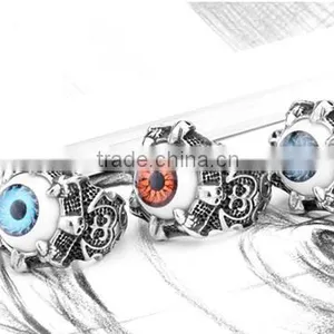Custom Design Punk Blue Red 316L Evil Eyes Ring thumbnail-3