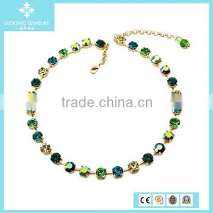 Yiwu Elegant Green Shine Crystal Copper Chain Necklace 2015 thumbnail-5