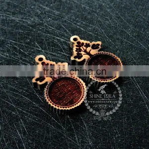 16mm Setting Size Vintage Style Natual Log Wood Bezel Tree Plant Round Pendant Setting DIY Findings Supplies 1411141 thumbnail-2